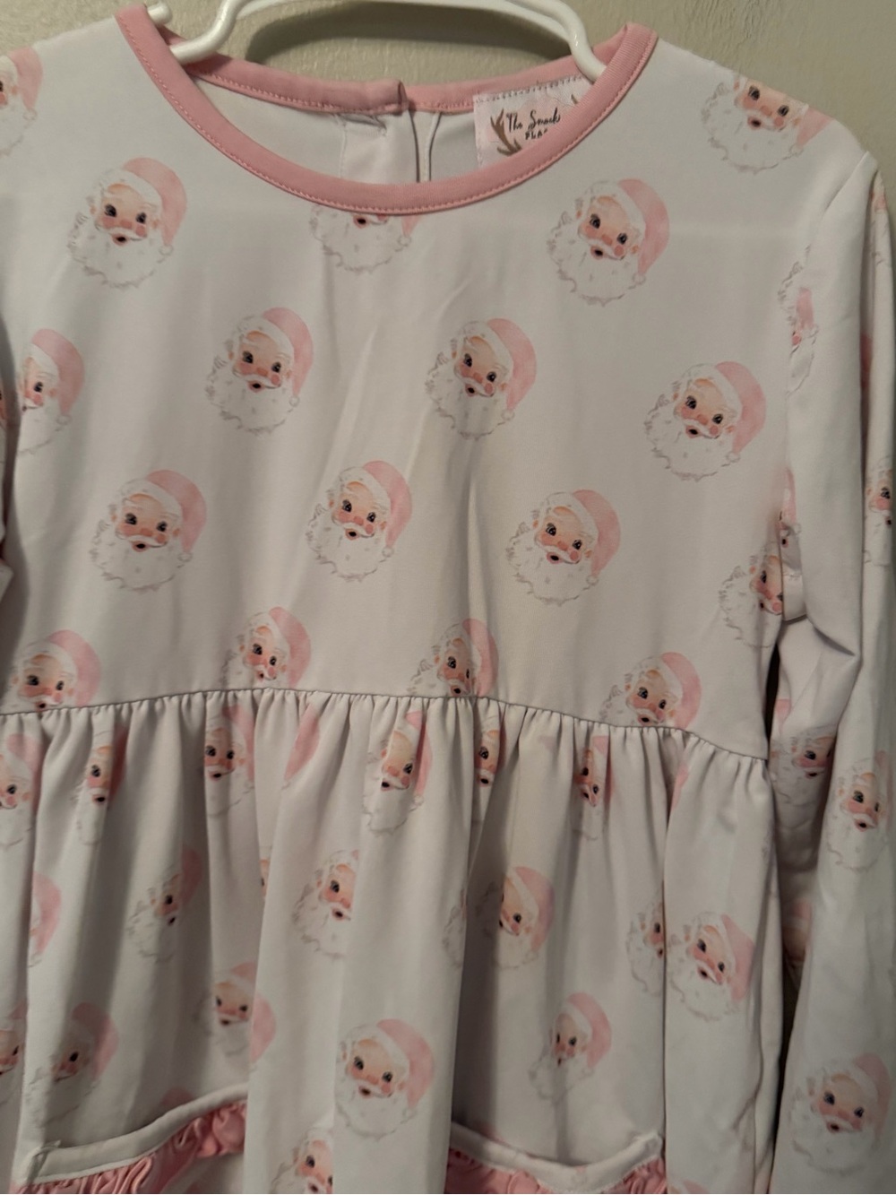 The Smocking Place Pink and White Santa Dress - Picture 2 of 3
